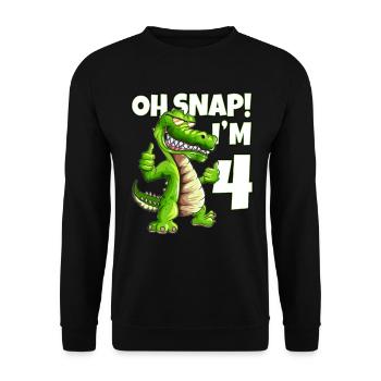Alligator Wildtier Kindermotiv für 4. Geburtstag - Unisex Pullover - Schwarz - Vorne - Alina (178cm) & Michal (187cm)