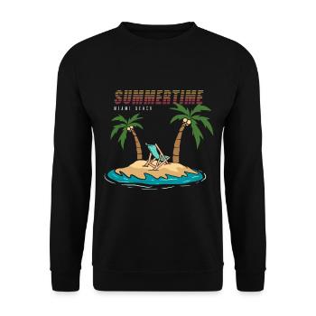 Summertime Miami Beach Vacation - Unisex Sweatshirt - black - Front - Alina (178cm) & Michal (187cm)