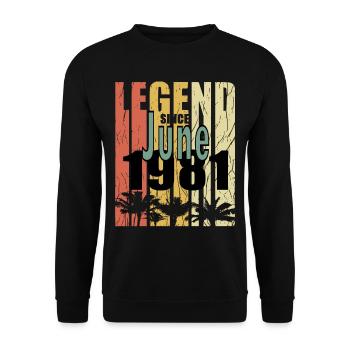1981 Jahrgang geboren im Juni Geschenk - Unisex Pullover - Schwarz - Vorne - Alina (178cm) & Michal (187cm)