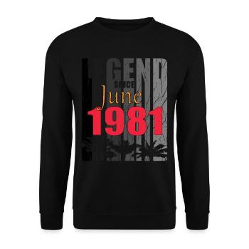 1981 Jahrgang geboren im Juni Geschenk - Unisex Pullover - Schwarz - Vorne - Alina (178cm) & Michal (187cm)