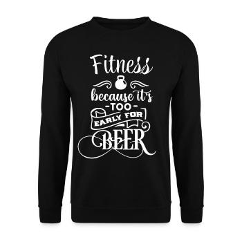 Fitness Bier - Lustiger Fitness Sport Spruch - Unisex Pullover - Schwarz - Vorne - Alina (178cm) & Michal (187cm)