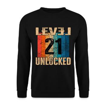 Birthday Happy Birthday Level Unlocked 21 years - Unisex Sweatshirt - black - Front - Alina (178cm) & Michal (187cm)