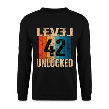 Anniversaire Joyeux anniversaire Niveau débloqué 42 ans - Sweat-shirt Unisexe - noir - Devant - Alina (178cm) & Michal (187cm)