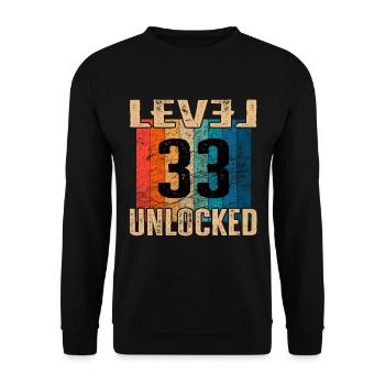 Anniversaire Joyeux anniversaire Niveau débloqué 33 ans - Sweat-shirt Unisexe - noir - Devant - Alina (178cm) & Michal (187cm)