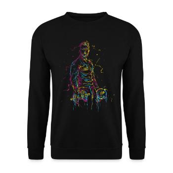 Workout Gym Powerlifter Powerlifting Geschenkidee - Unisex Pullover - Schwarz - Vorne - Alina (178cm) & Michal (187cm)