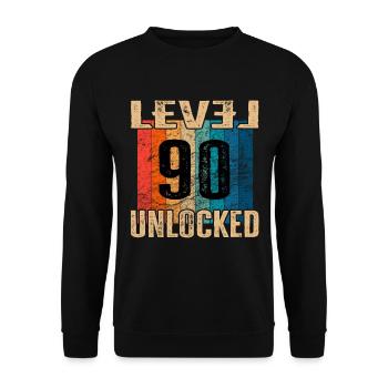 Birthday Happy Birthday Level Unlocked 90 years - Unisex Sweatshirt - black - Front - Alina (178cm) & Michal (187cm)