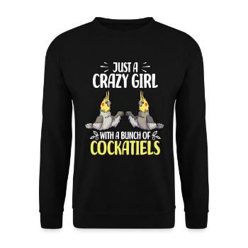 Cockatiel Gifts | Pets Birds Bird - Unisex Sweatshirt - black - Front - Alina (178cm) & Michal (187cm)