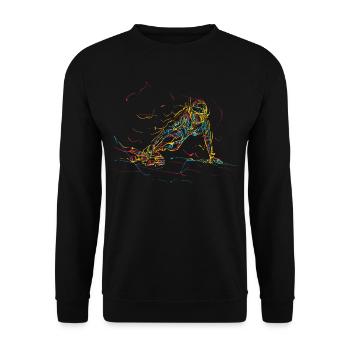 Longboard Downhill Skateboard Geschenk - Unisex Pullover - Schwarz - Vorne - Alina (178cm) & Michal (187cm)