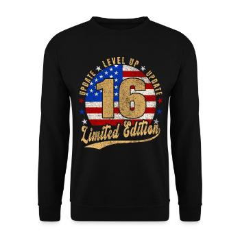 Update Level Up 16 Jahre Limited Edition USA - Unisex Pullover - Schwarz - Vorne - Alina (178cm) & Michal (187cm)