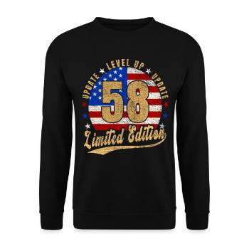 Update Level Up 58 Jahre Limited Edition USA - Unisex Pullover - Schwarz - Vorne - Alina (178cm) & Michal (187cm)