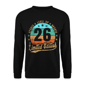 Mise à jour Level Up 26 ans Édition Limitée Rétro - Sweat-shirt Unisexe - noir - Devant - Alina (178cm) & Michal (187cm)