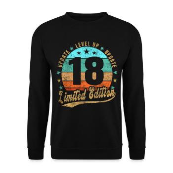 Update Level Up 18 Jahre Limited Edition Retro - Unisex Pullover - Schwarz - Vorne - Alina (178cm) & Michal (187cm)