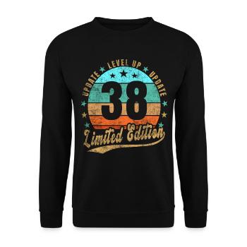 Update Level Up 38 Years Limited Edition Retro - Unisex Sweatshirt - black - Front - Alina (178cm) & Michal (187cm)