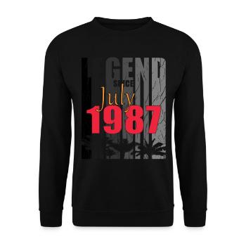 Juli 1987 Geburtstagsgruss retro design - Unisex Pullover - Schwarz - Vorne - Alina (178cm) & Michal (187cm)