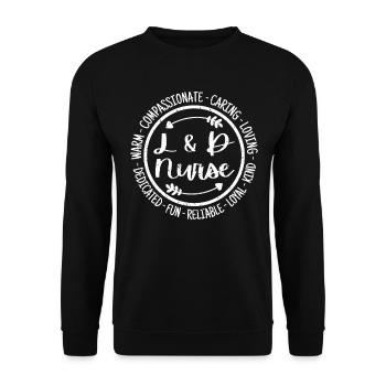 L & D Krankenschwester Arbeit und Lieferung Krankenpflege Vintage - Unisex Pullover - Schwarz - Vorne - Alina (178cm) & Michal (187cm)