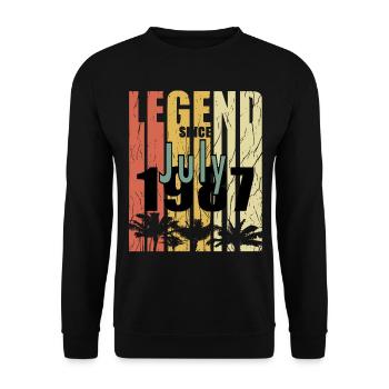 Juli 1987 Geburtstagsgruss retro design - Unisex Pullover - Schwarz - Vorne - Alina (178cm) & Michal (187cm)