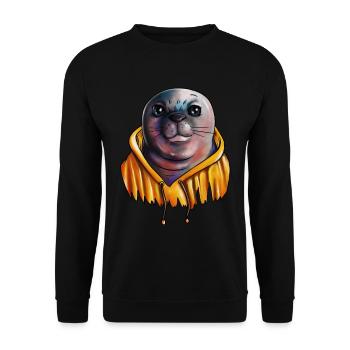 Kids Seal Holiday Sea Northern Germany North Sea - Unisex Sweatshirt - black - Front - Alina (178cm) & Michal (187cm)