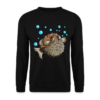 Le poisson-globe fait des amateurs de bulles des poissons créatures marines - Sweat-shirt Unisexe - noir - Devant - Alina (178cm) & Michal (187cm)