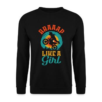 Conception de ventilateur de moto tout-terrain pour femmes - Sweat-shirt Unisexe - noir - Devant - Alina (178cm) & Michal (187cm)