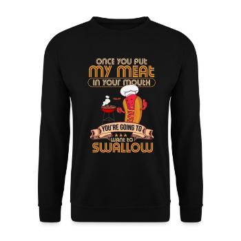 BBQ Grill Meat Funny Saying for Bbq Fans - Unisex Sweatshirt - black - Front - Alina (178cm) & Michal (187cm)