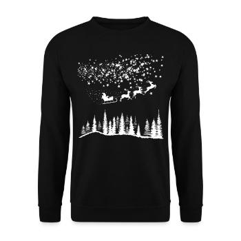 Santa Claus Sleigh Reindeer Stars - Unisex Sweatshirt - black - Front - Alina (178cm) & Michal (187cm)