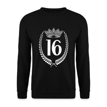 16th birthday Number anniversary 16 - Unisex Sweatshirt - black - Front - Alina (178cm) & Michal (187cm)