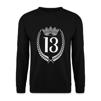 13. Geburtstag Zahl Jubiläum 13 - Unisex Pullover - Schwarz - Vorne - Alina (178cm) & Michal (187cm)