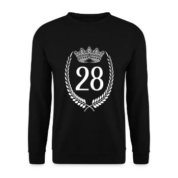 28. Geburtstag Zahl Jubiläum 28 - Unisex Pullover - Schwarz - Vorne - Alina (178cm) & Michal (187cm)