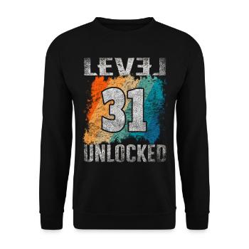 Birthday Gift Level Unlocked 31 years - Unisex Sweatshirt - black - Front - Alina (178cm) & Michal (187cm)