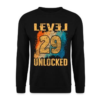 Birthday Gift Level Unlocked 29 years - Unisex Sweatshirt - black - Front - Alina (178cm) & Michal (187cm)