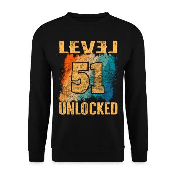 Birthday Gift Level Unlocked 51 years - Unisex Sweatshirt - black - Front - Alina (178cm) & Michal (187cm)