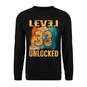 Birthday Gift Level Unlocked 33 years - Unisex Sweatshirt - black - Front - Alina (178cm) & Michal (187cm)