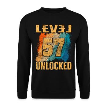 Birthday Gift Level Unlocked 57 years - Unisex Sweatshirt - black - Front - Alina (178cm) & Michal (187cm)