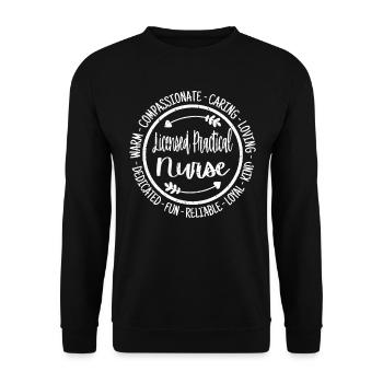 Lizenzierte praktische Krankenschwester Life Nursing Squad - Unisex Pullover - Schwarz - Vorne - Alina (178cm) & Michal (187cm)