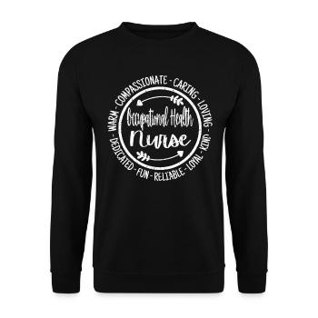 Infirmière en santé au travail Équipe des infirmières et infirmiers de vie - Sweat-shirt Unisexe - noir - Devant - Alina (178cm) & Michal (187cm)