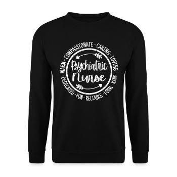 Infirmière psychiatrique Vie Infirmière Infirmière Escouade d’experts-infirmiers Appréciation - Sweat-shirt Unisexe - noir - Devant - Alina (178cm) & Michal (187cm)