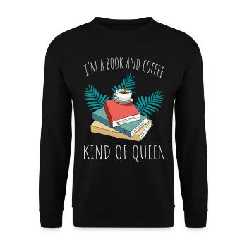 Kaffeezeit und Lesezeit - Buch Coffee - Unisex Pullover - Schwarz - Vorne - Alina (178cm) & Michal (187cm)
