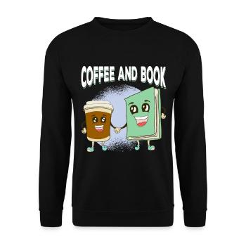 Kaffee und Bücher - Leseratte - Unisex Pullover - Schwarz - Vorne - Alina (178cm) & Michal (187cm)