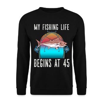 Fisherman's birthday 45 Fishing 45th angler - Unisex Sweatshirt - black - Front - Alina (178cm) & Michal (187cm)