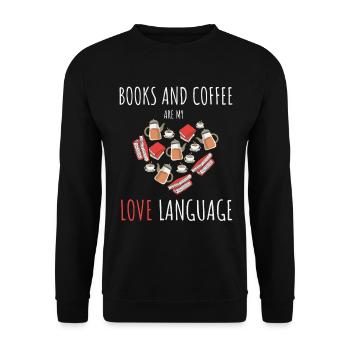 Books and Coffee Cup - Book Love - Unisex Sweatshirt - black - Front - Alina (178cm) & Michal (187cm)