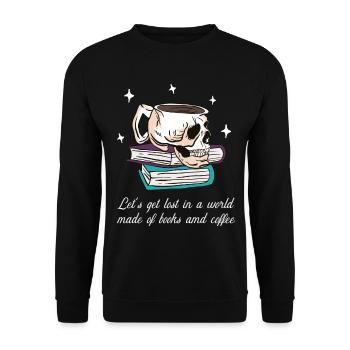 Immersion between book pages and coffee - Unisex Sweatshirt - black - Front - Alina (178cm) & Michal (187cm)