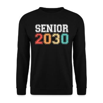 Senior 2030 Graduation Retro Vintage - Unisex Sweatshirt - black - Front - Alina (178cm) & Michal (187cm)