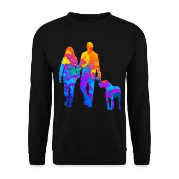 Propriétaire Chien Propriétaire Maîtresse Chien Promenade - Sweat-shirt Unisexe - noir - Devant - Alina (178cm) & Michal (187cm)