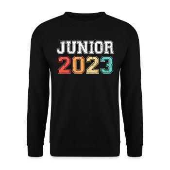 Junior 2023 Abschluss Retro Vintage - Unisex Pullover - Schwarz - Vorne - Alina (178cm) & Michal (187cm)