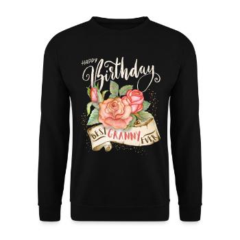 Happy-Birthday, Birthday Granny-Grandma, Grandma-Grandma - Unisex Sweatshirt - black - Front - Alina (178cm) & Michal (187cm)