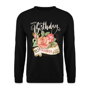Happy-Birthday Birthday Grandpa-Granddad Grandpa Opi - Unisex Sweatshirt - black - Front - Alina (178cm) & Michal (187cm)