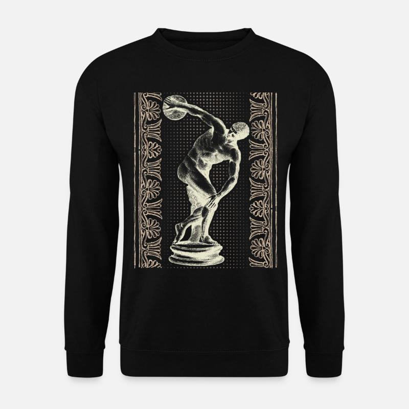 Greece, discus thrower, Greek meander - Unisex Sweatshirt - black