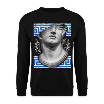 Greece, ancient sculpture, meandering pattern - Unisex Sweatshirt - black - Front - Alina (178cm) & Michal (187cm)