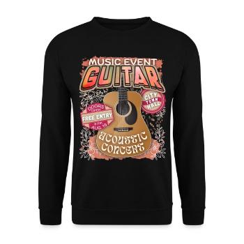 Akustische Gitarre, Gitarrenspieler Konzert Plakat - Unisex Pullover - Schwarz - Vorne - Alina (178cm) & Michal (187cm)