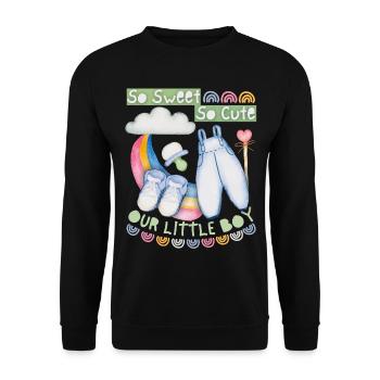 Bébé, bébé garçon, bébé garçon, dire avec arc-en-ciel - Sweat-shirt Unisexe - noir - Devant - Alina (178cm) & Michal (187cm)